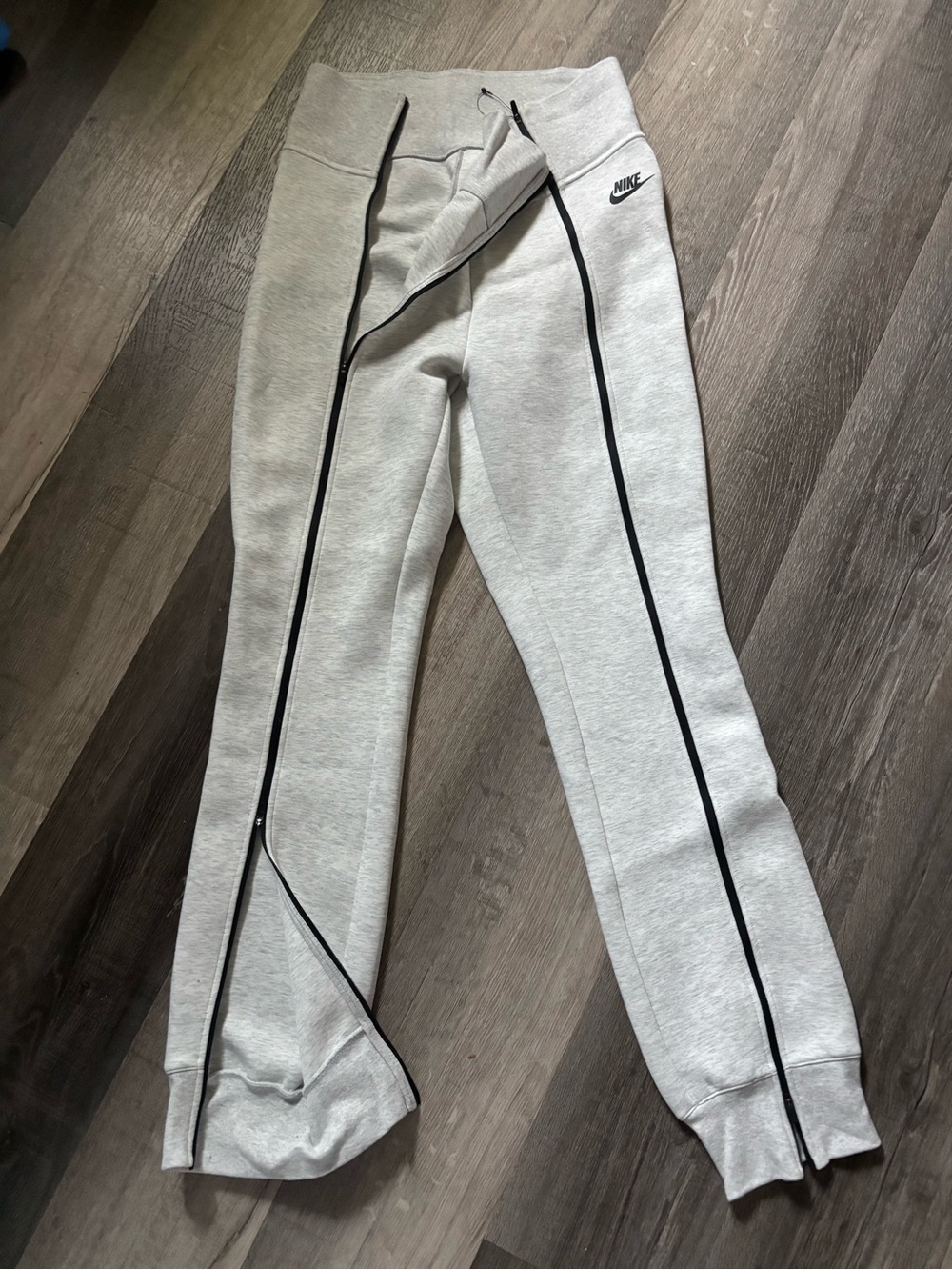 Nike Gray Joggers with Black Zip Trim - Kids